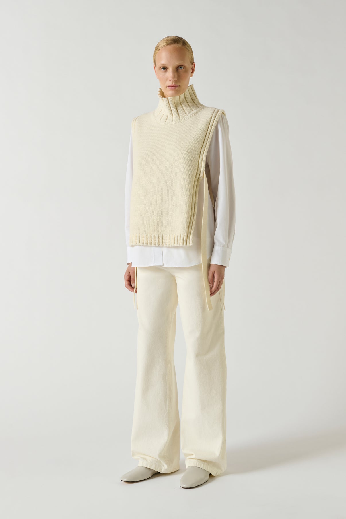 Pull Or - Ecru - Laine - Femme vue 3