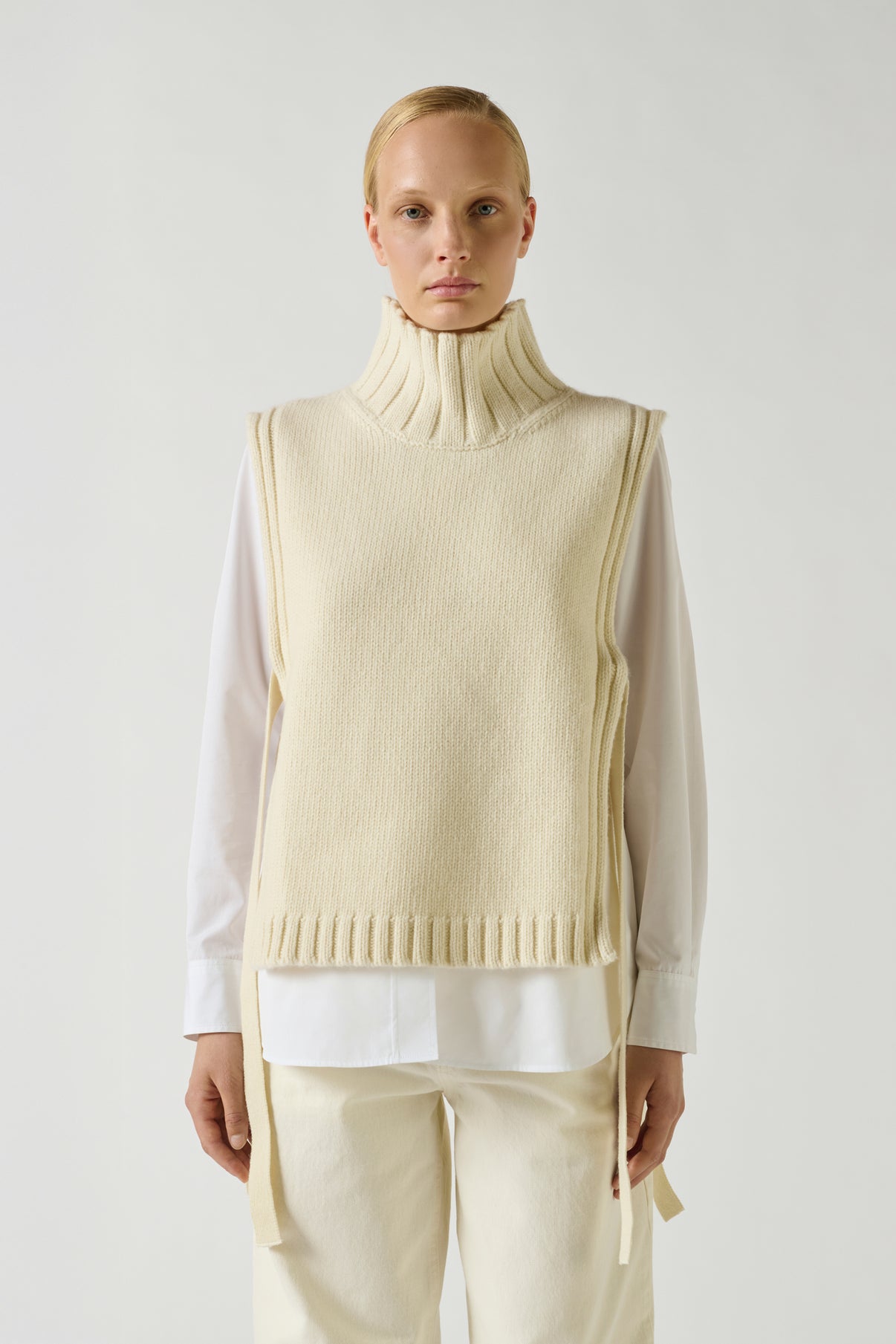Pull Or - Ecru - Laine - Femme vue 2
