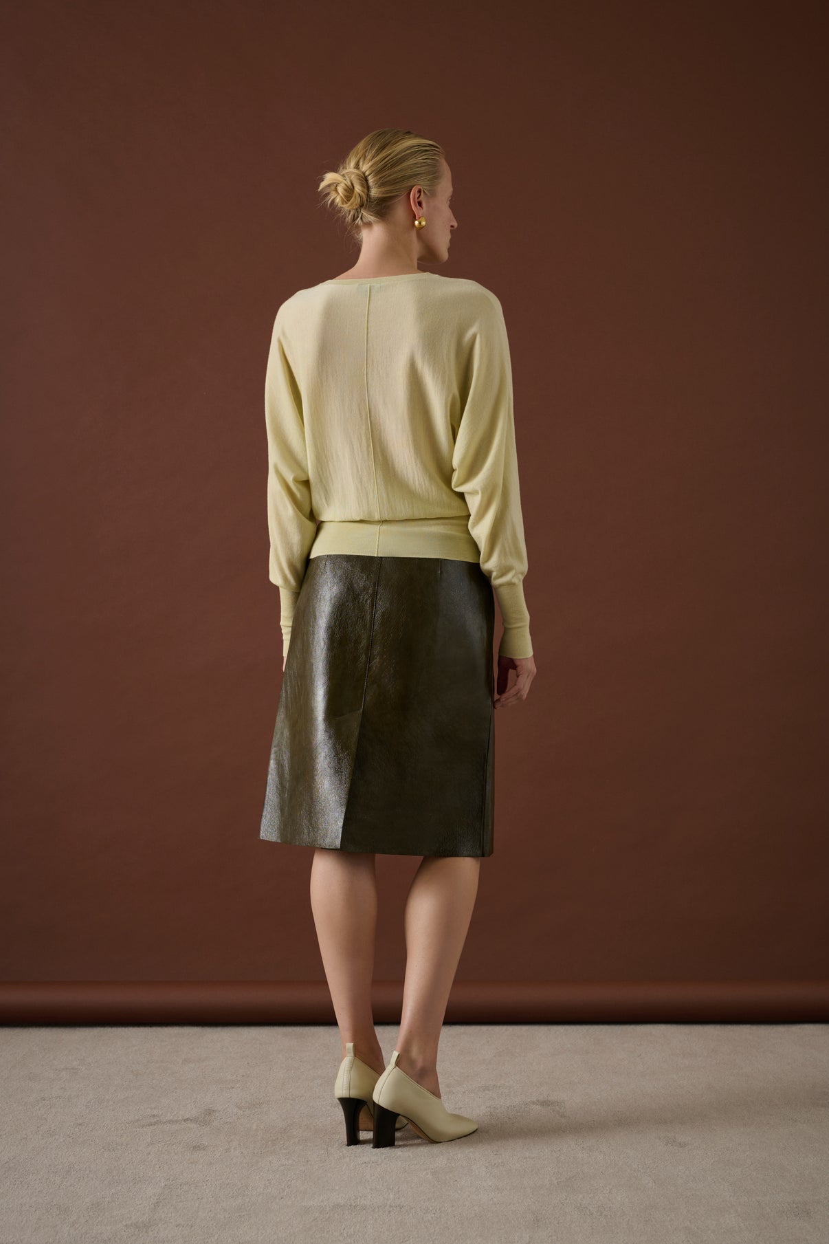 Jupe Liv - Vert Olive - Cuir - Femme vue 2