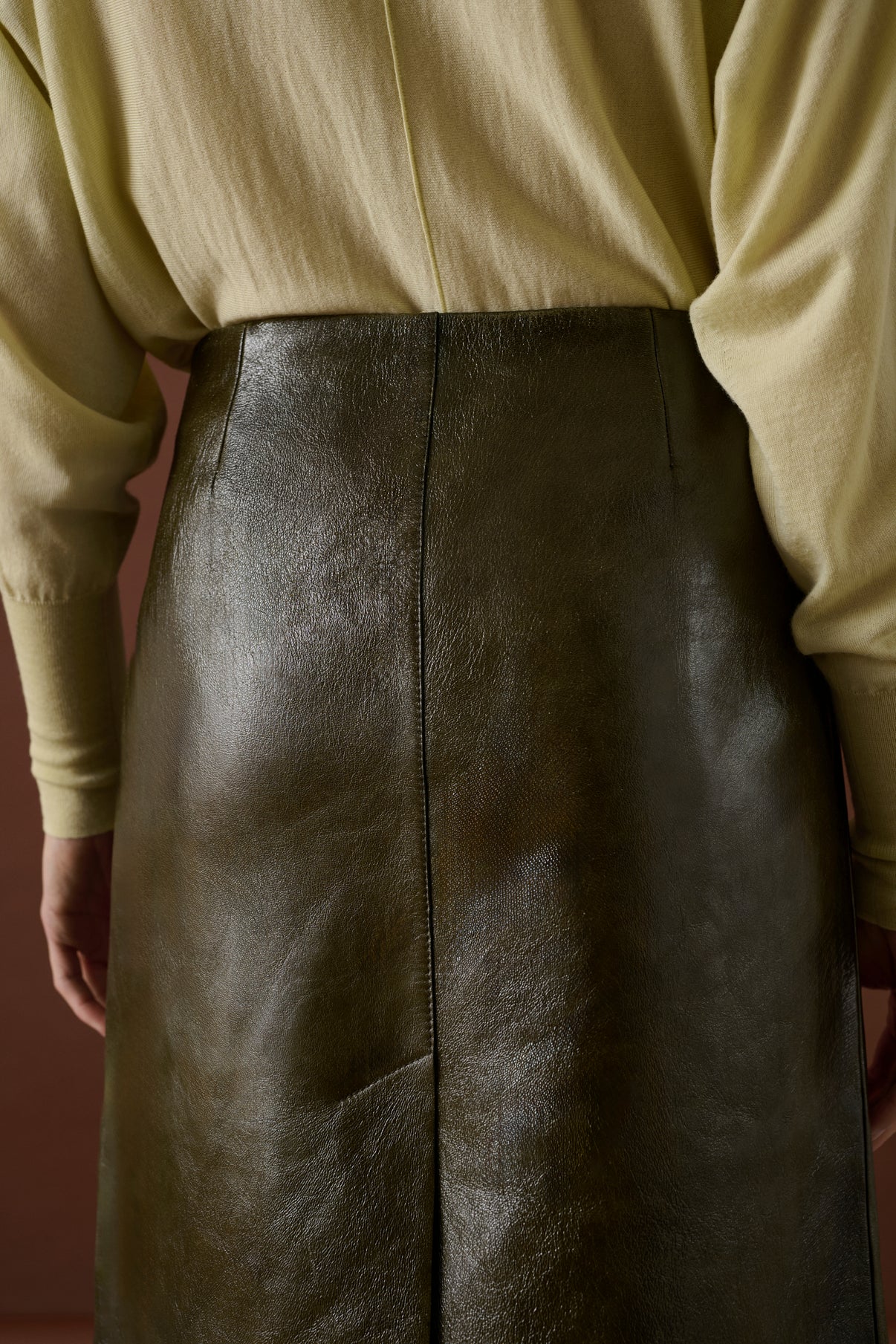 Jupe Liv - Vert Olive - Cuir - Femme vue 4