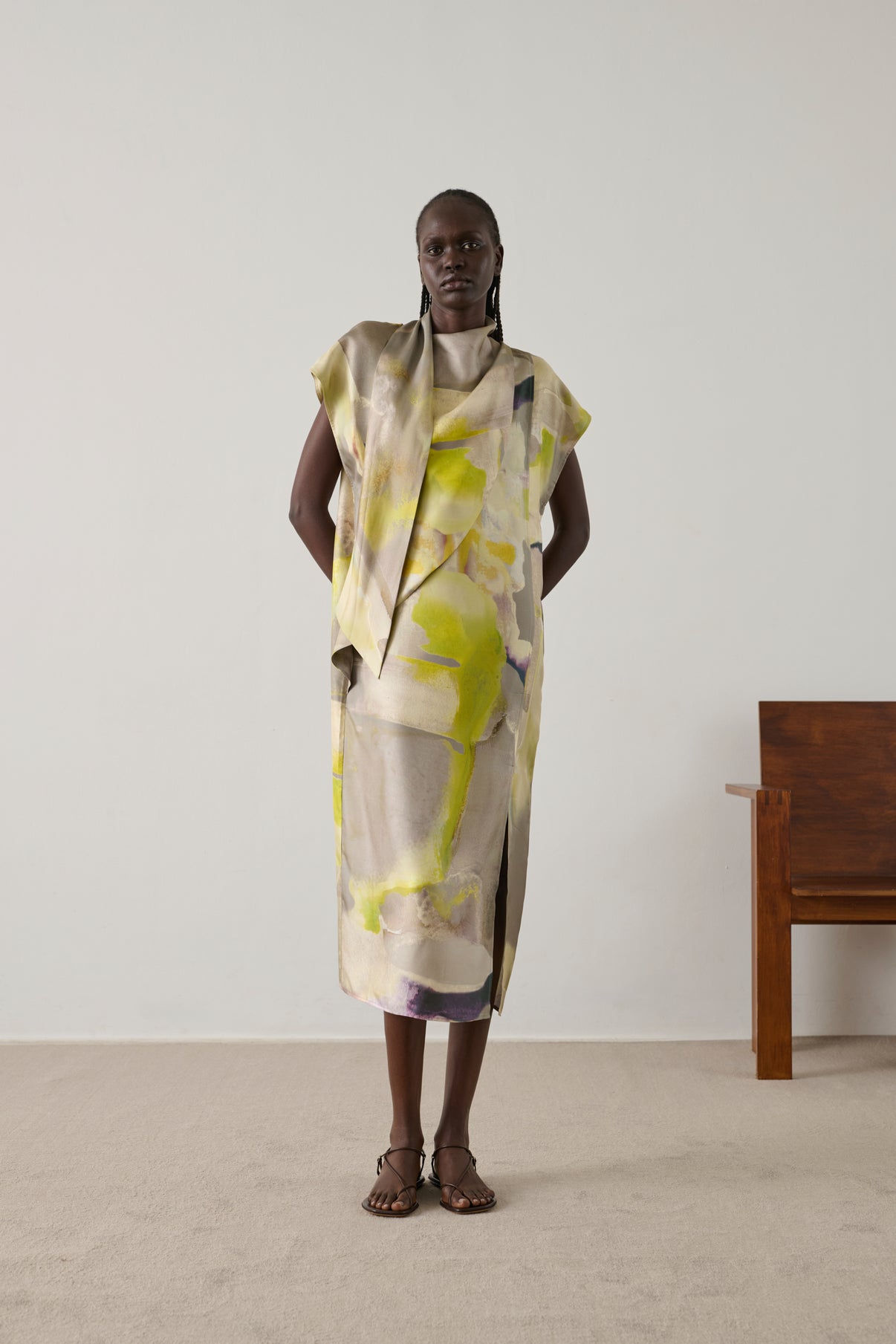 Robe Iberis - Jaune - Soie - Femme vue 1